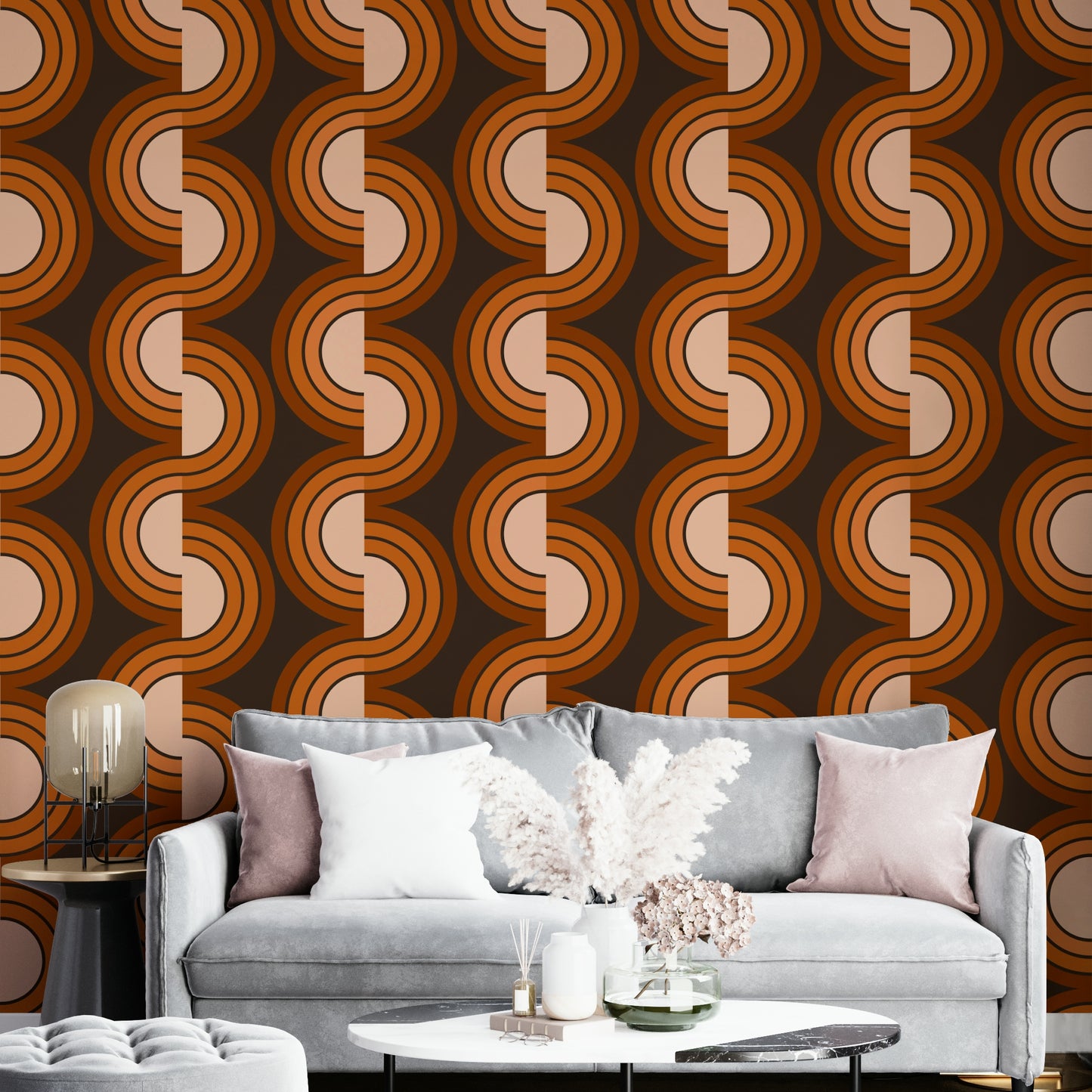 A vibrant groovy pattern wall mural for your decor.

