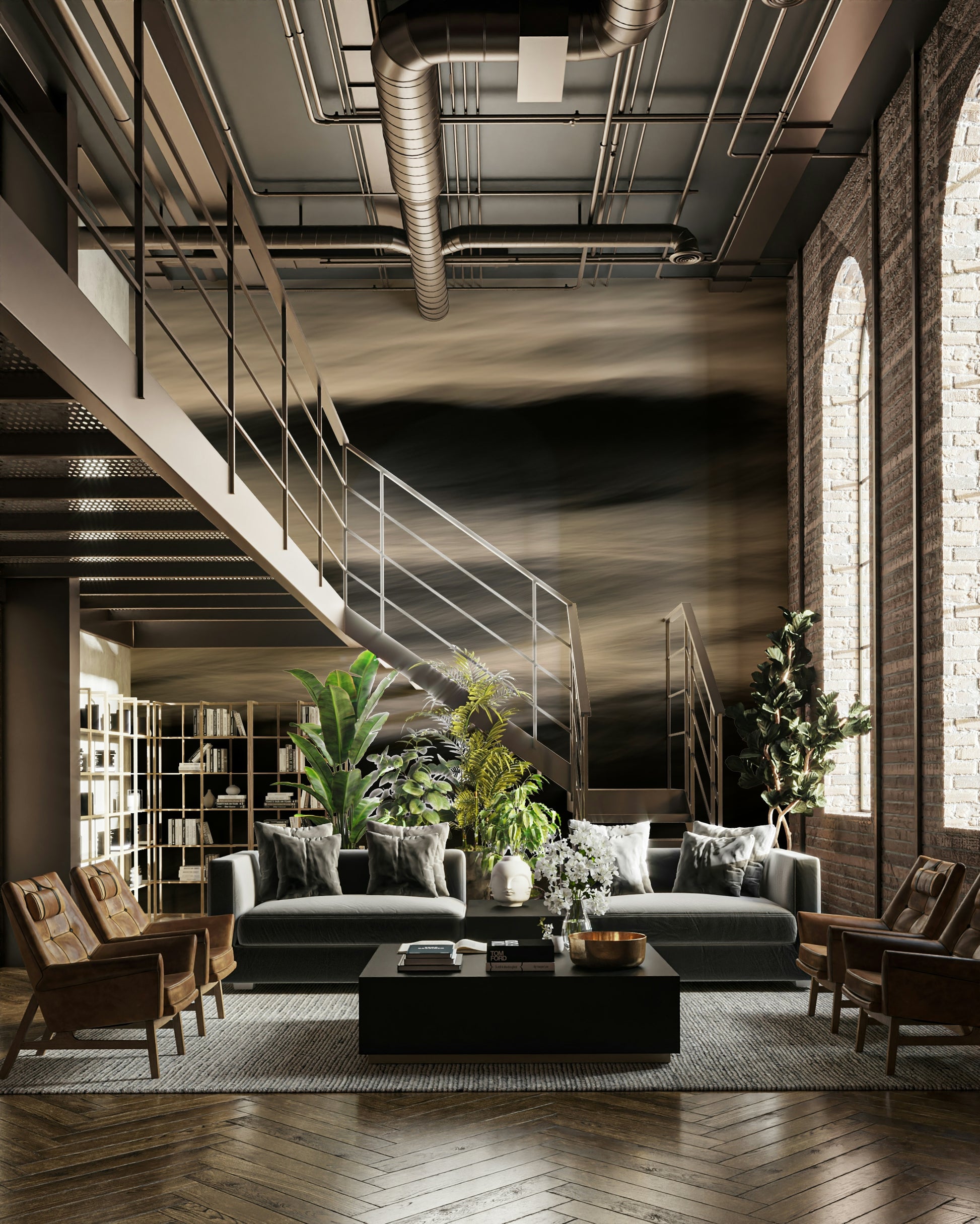 A contemplative wave texture wallpaper mural for a feature wall.

