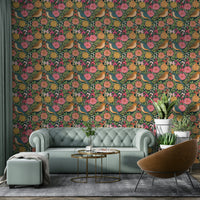 A beautiful floral and bird wallpaper mural for a charming room.

