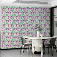 A graceful digital art wall mural in gentle tones.

