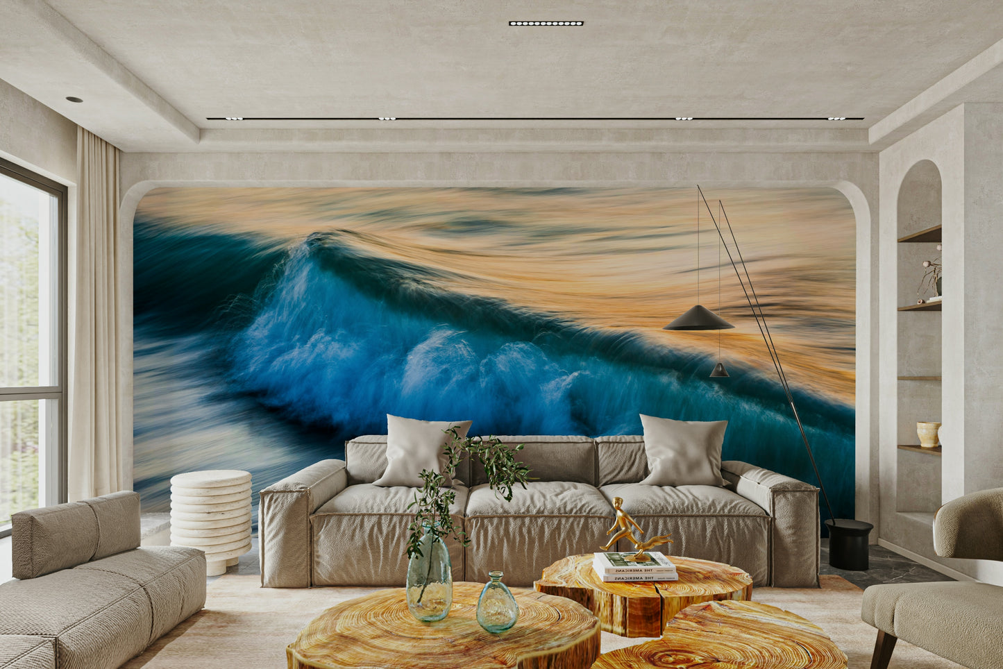 An artistic nature seascape mural for home decor.

