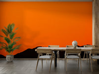 An artistic layered landscape mural on scenic wallpaper.

