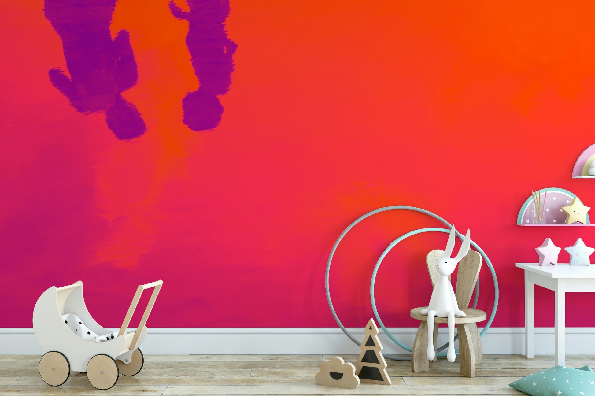 A calming ocean reflection wallpaper mural that defines a space.

