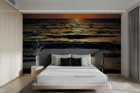 A calming modern design wallpaper mural that defines a space.

