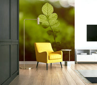 An artistic abstract foliage mural on minimalist wallpaper.

