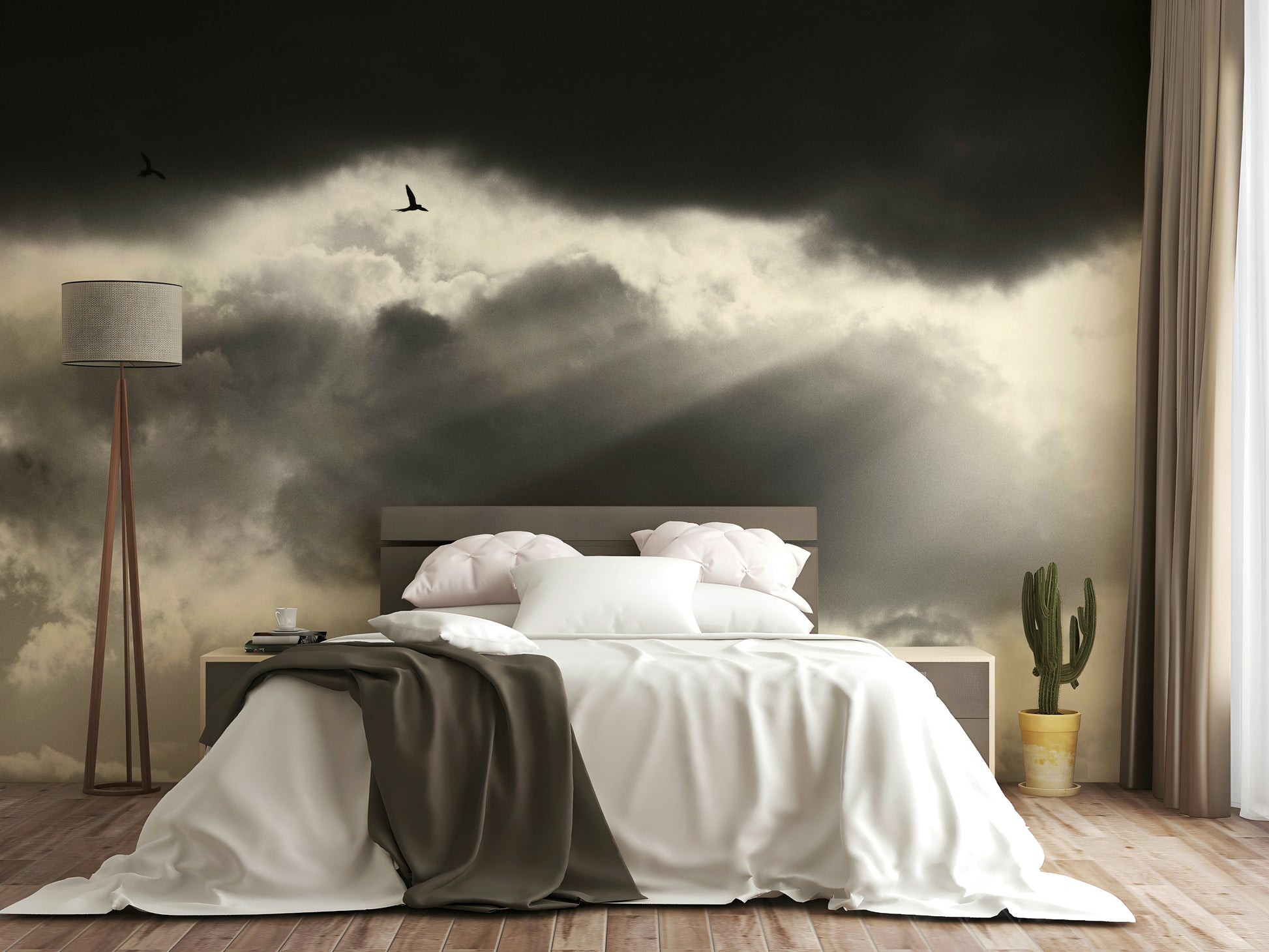 A contemplative corner art wallpaper mural for a feature wall.

