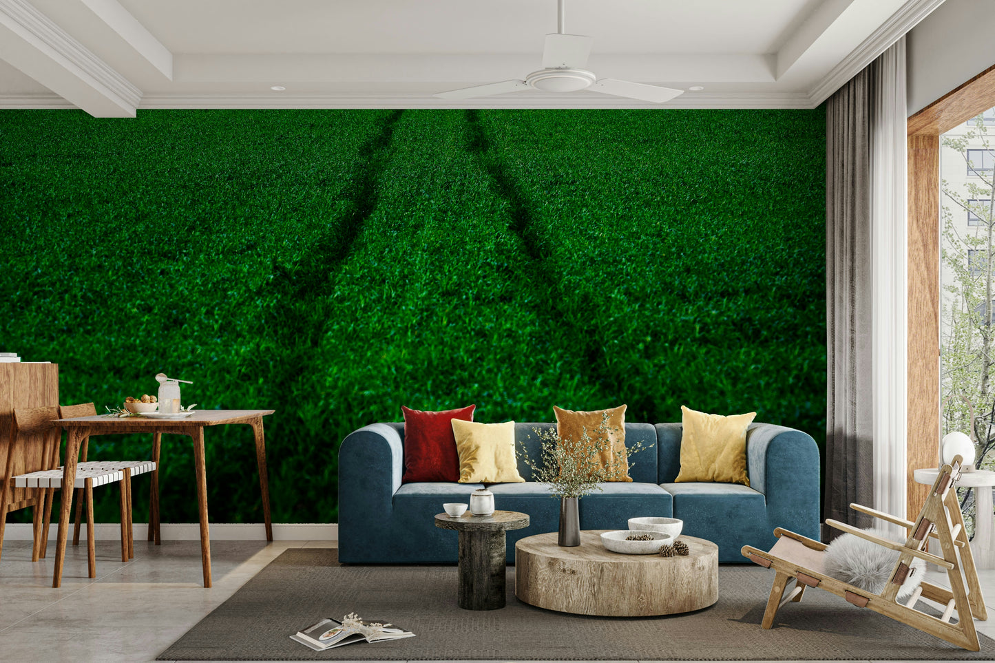 A graceful subtle pattern wall mural in cool, natural tones.

