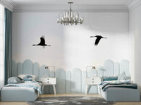A beautiful flying crane wall mural for a living room.


