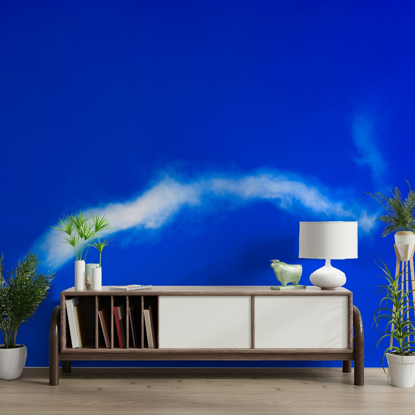 A serene white cloud wall mural for your decor.

