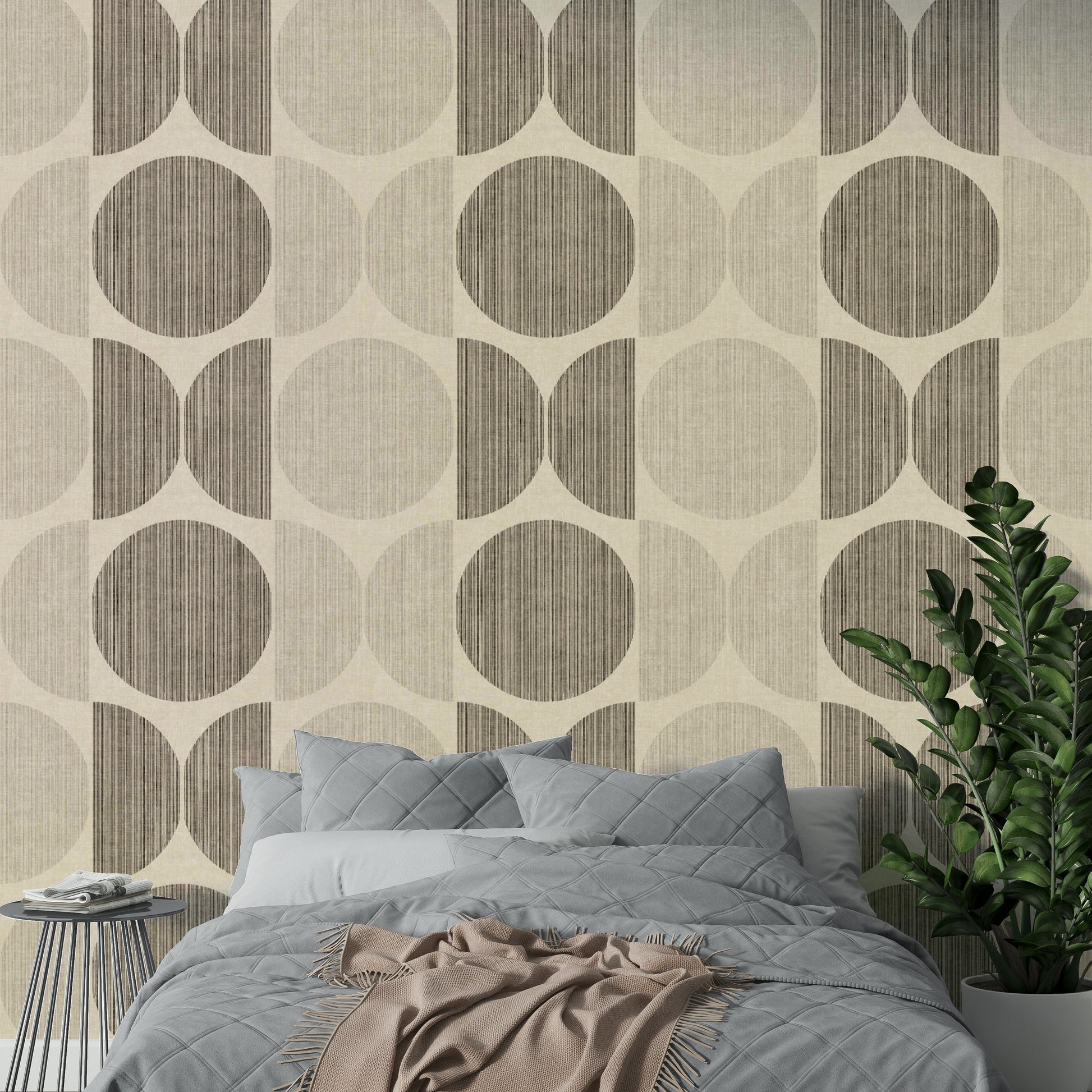 A serene beige geometric wall mural for your decor.

