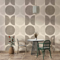 An artistic modern pattern mural on minimalist wallpaper.

