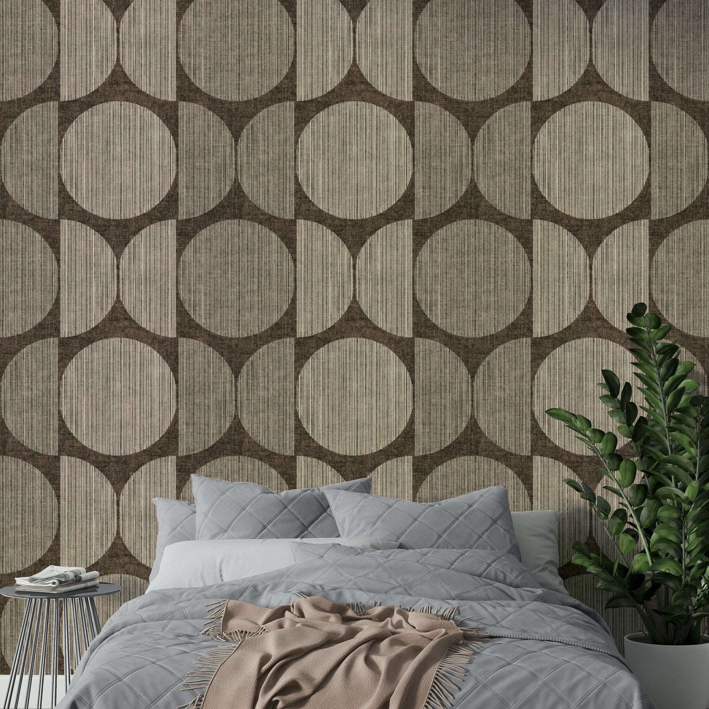 An artistic minimalist shape mural for home decor.

