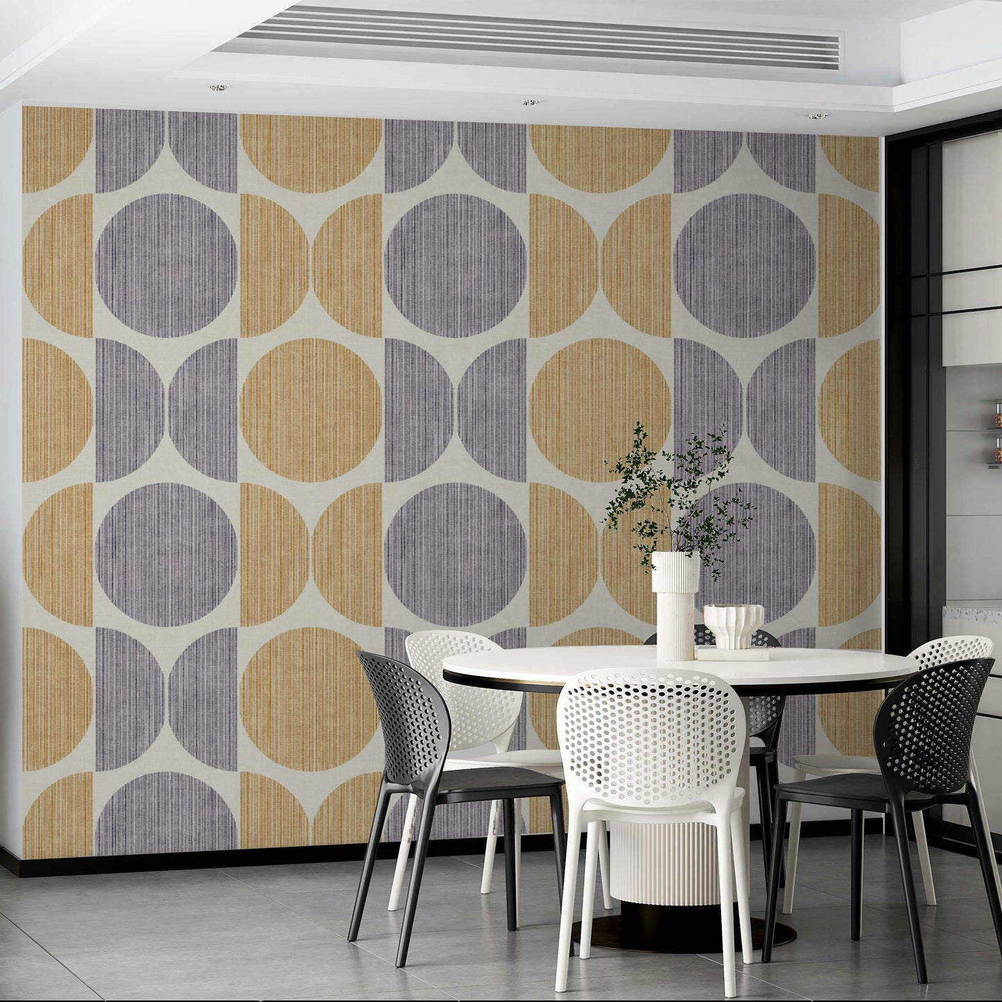 A calming Scandinavian design wallpaper mural that defines a space.

