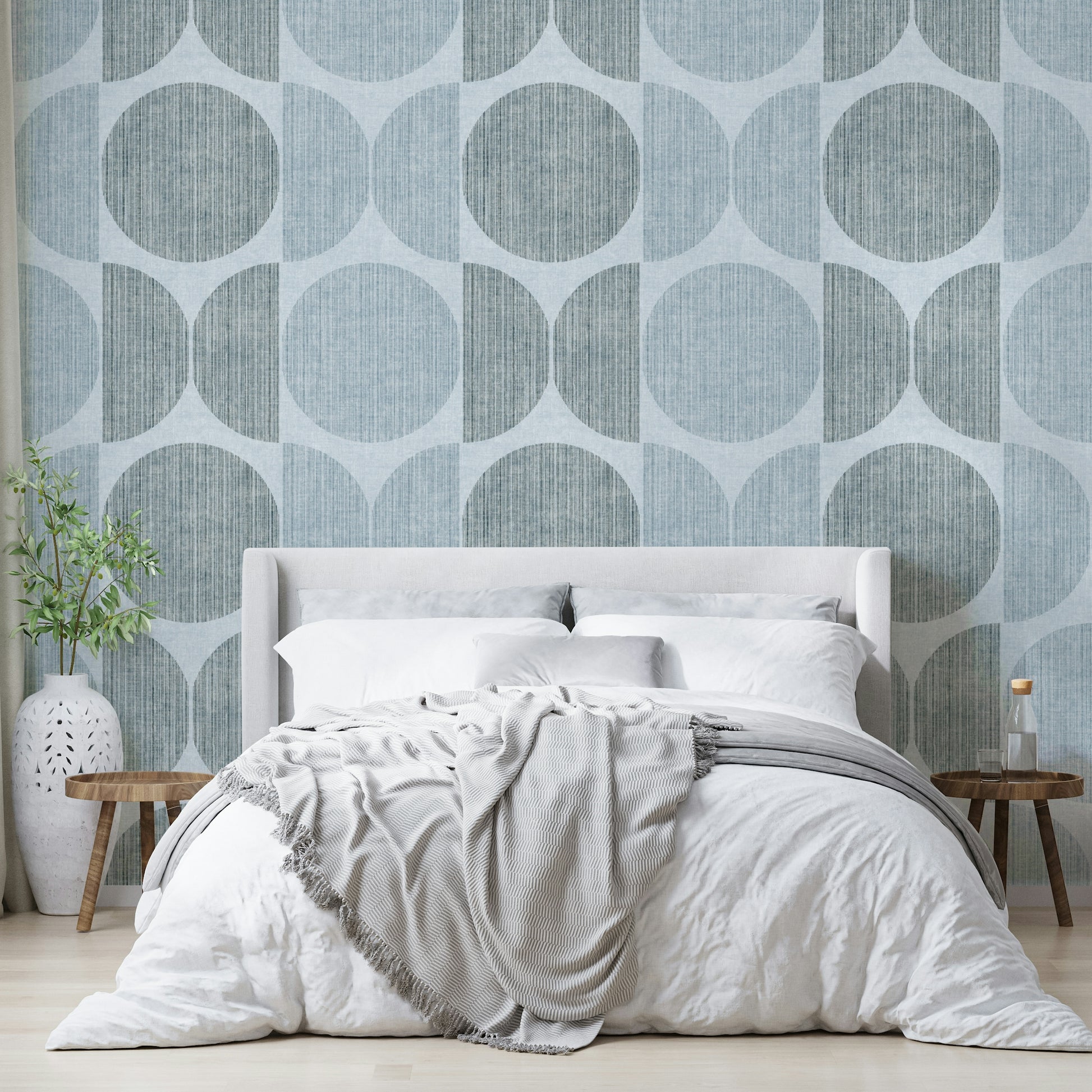 A beautiful Bauhaus circle wallpaper mural for a modern home.

