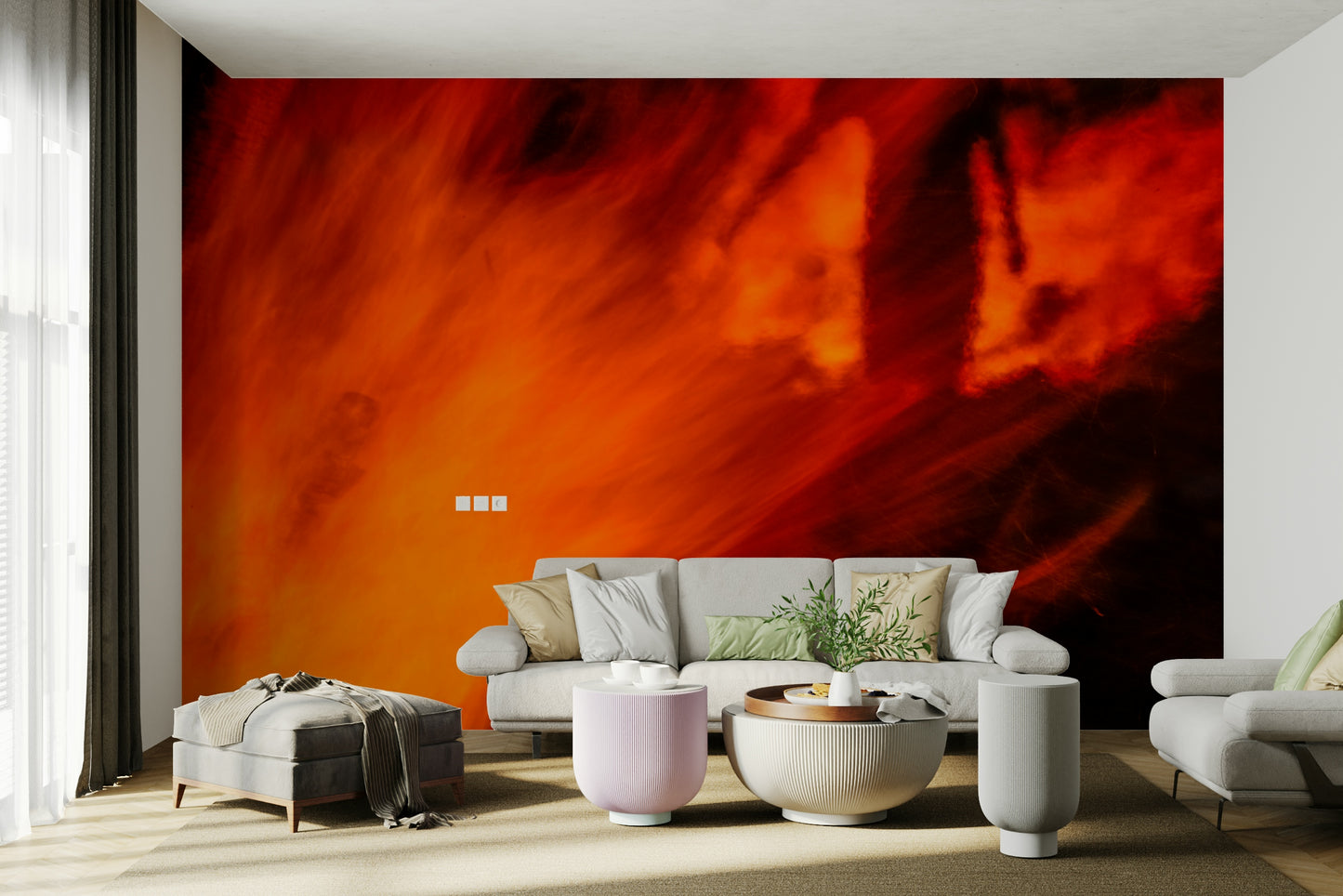 A beautiful festival bonfire wallpaper mural for a modern home.

