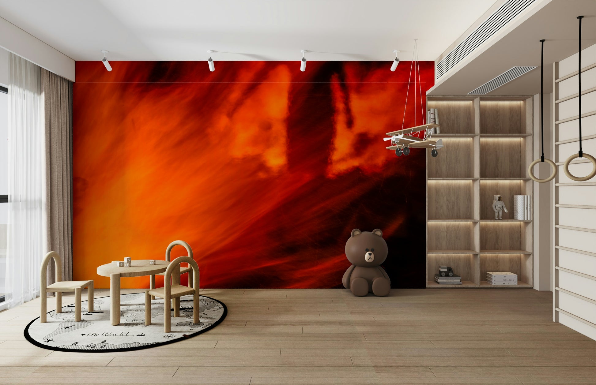 An artistic festive scene mural for home decor.

