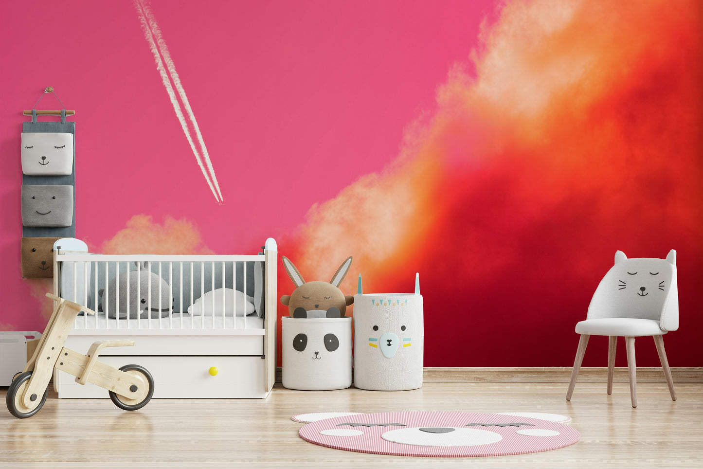 A calming serene design wallpaper mural that defines a space.

