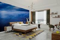 A beautiful powerful sea wall mural for a living room.

