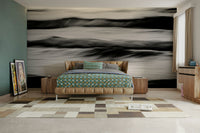 A peaceful open ocean mural on decorative wallpaper.

