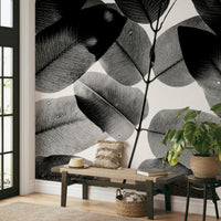 A peaceful nature abstract mural on decorative wallpaper.

