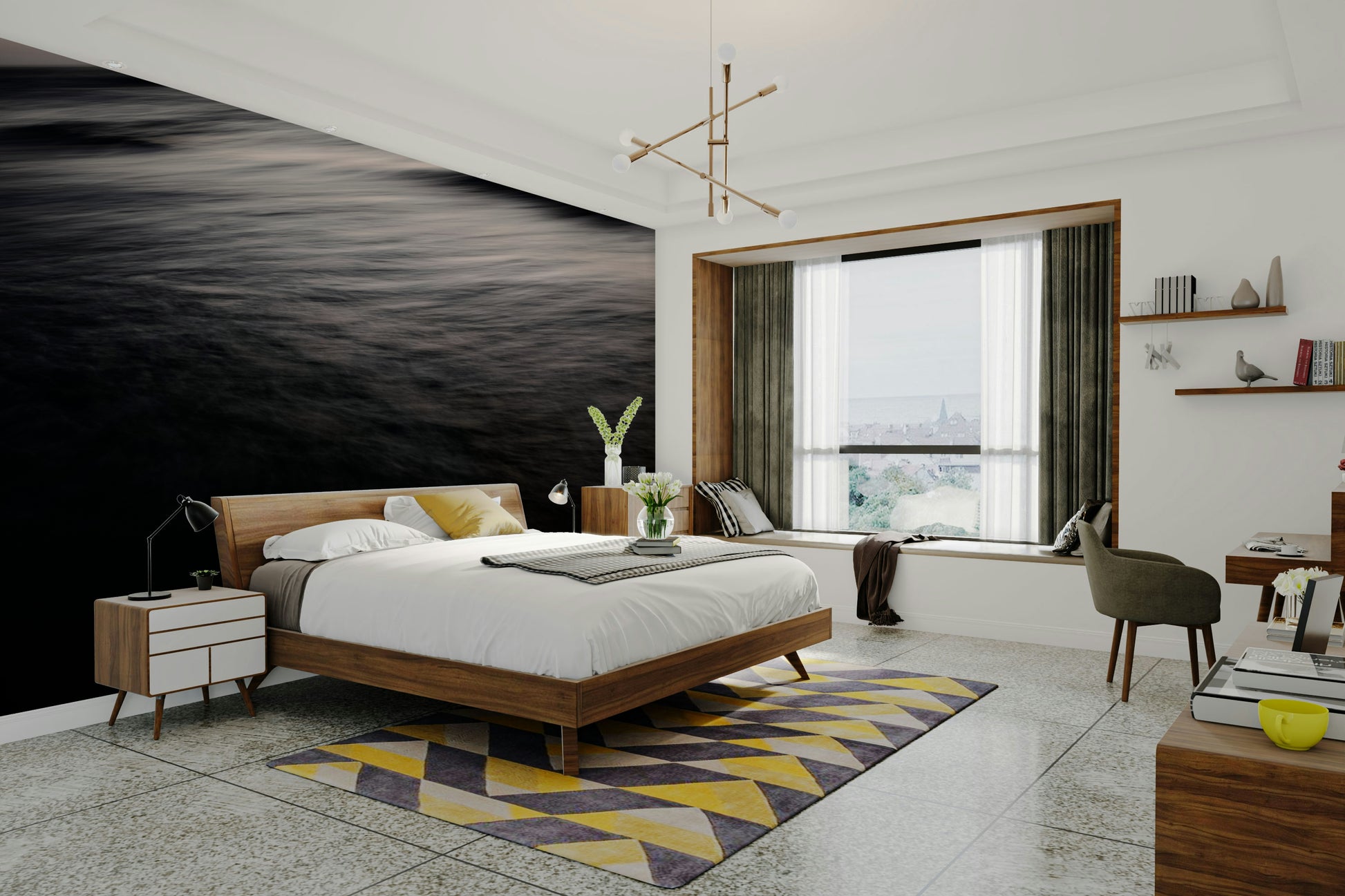 A contemplative dark sky wallpaper mural for a feature wall.

