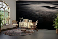 A graceful subtle gradient wall mural in cool, dark tones.

