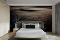 A peaceful atmospheric mural on decorative wallpaper.

