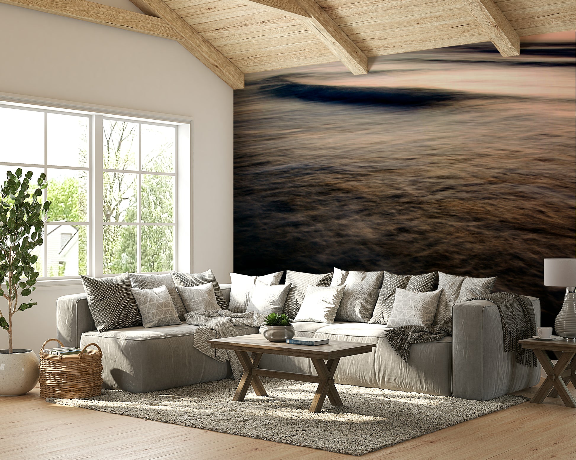A serene twilight scene wall mural for your decor.

