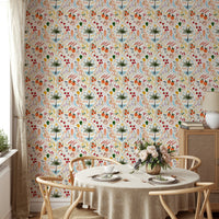 A graceful subtle pattern wall mural in bright, tropical tones.

