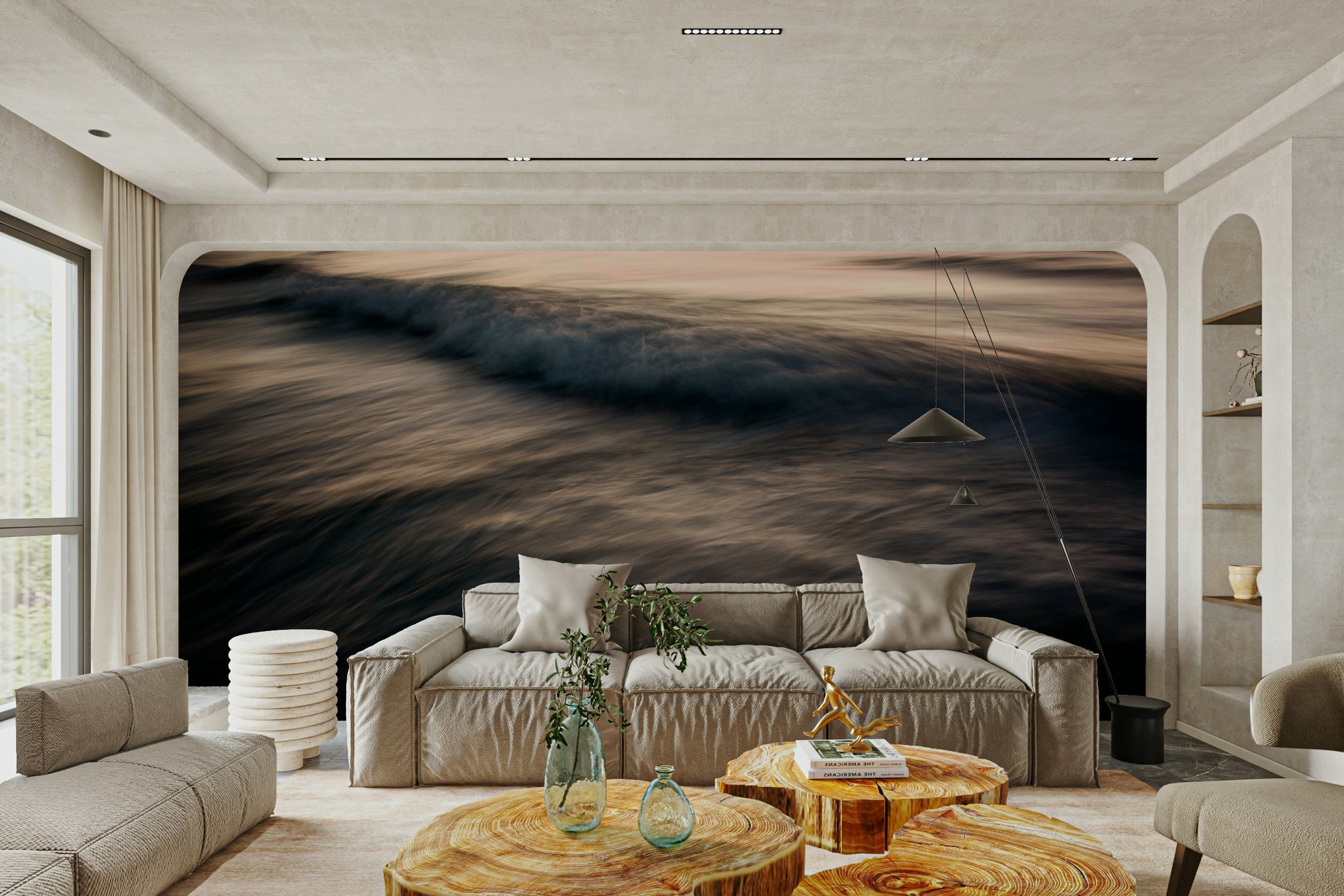 A beautiful modern sky wall mural for a living room.

