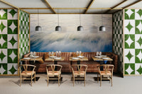 A contemplative wave texture wallpaper mural for a feature wall.

