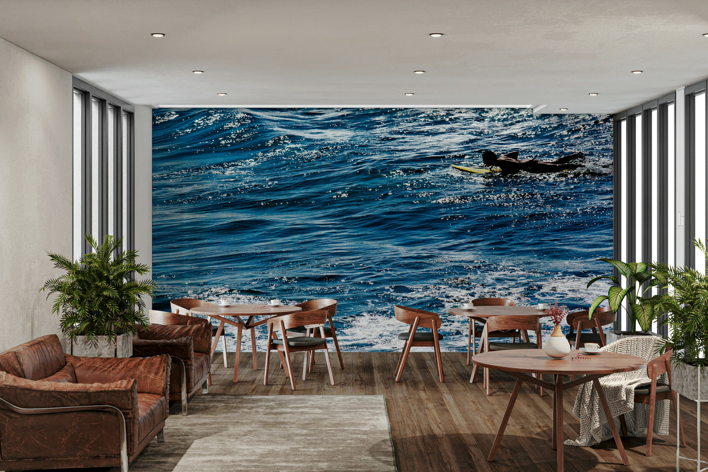 An artistic abstract design mural for home decor.

