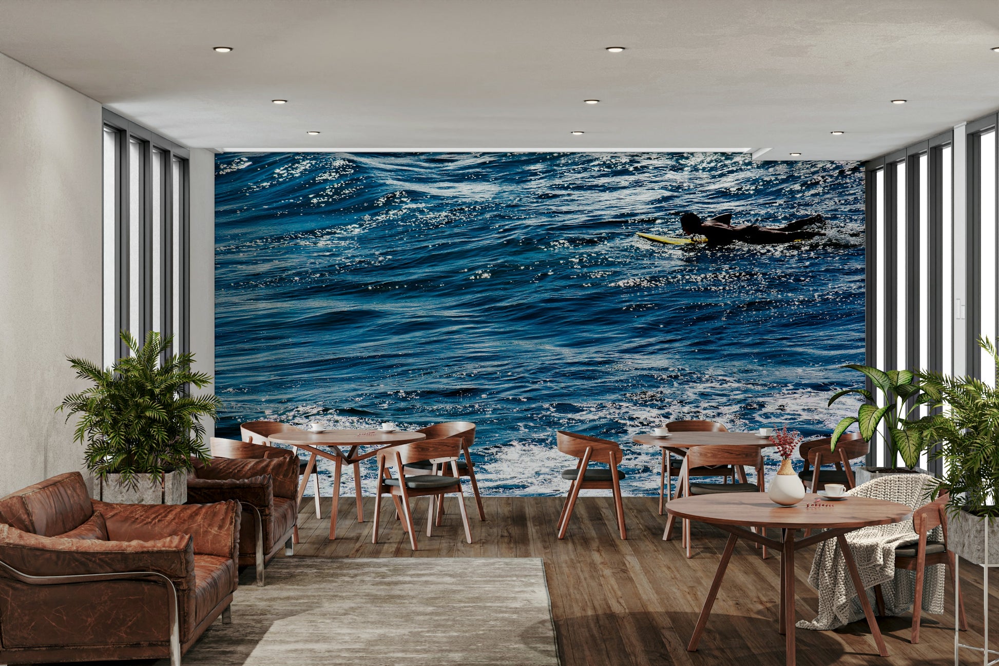 An artistic abstract design mural for home decor.

