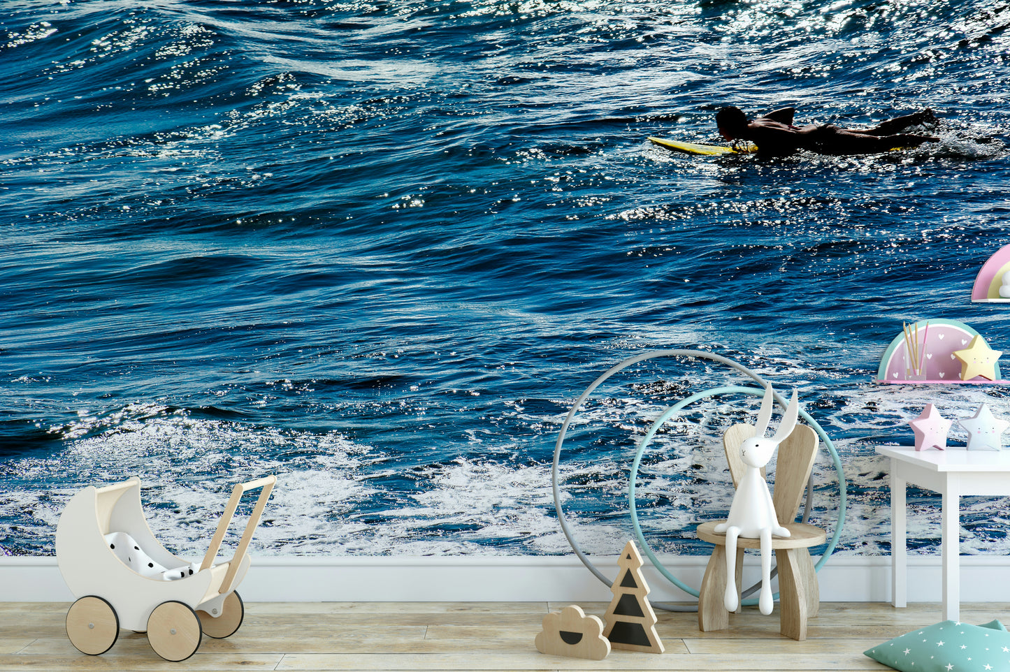 A graceful subtle texture wall mural in rich, flowing tones.

