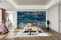 A peaceful abstract design mural on decorative wallpaper.

