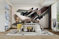 A beautiful modern art wall mural for a living room.

