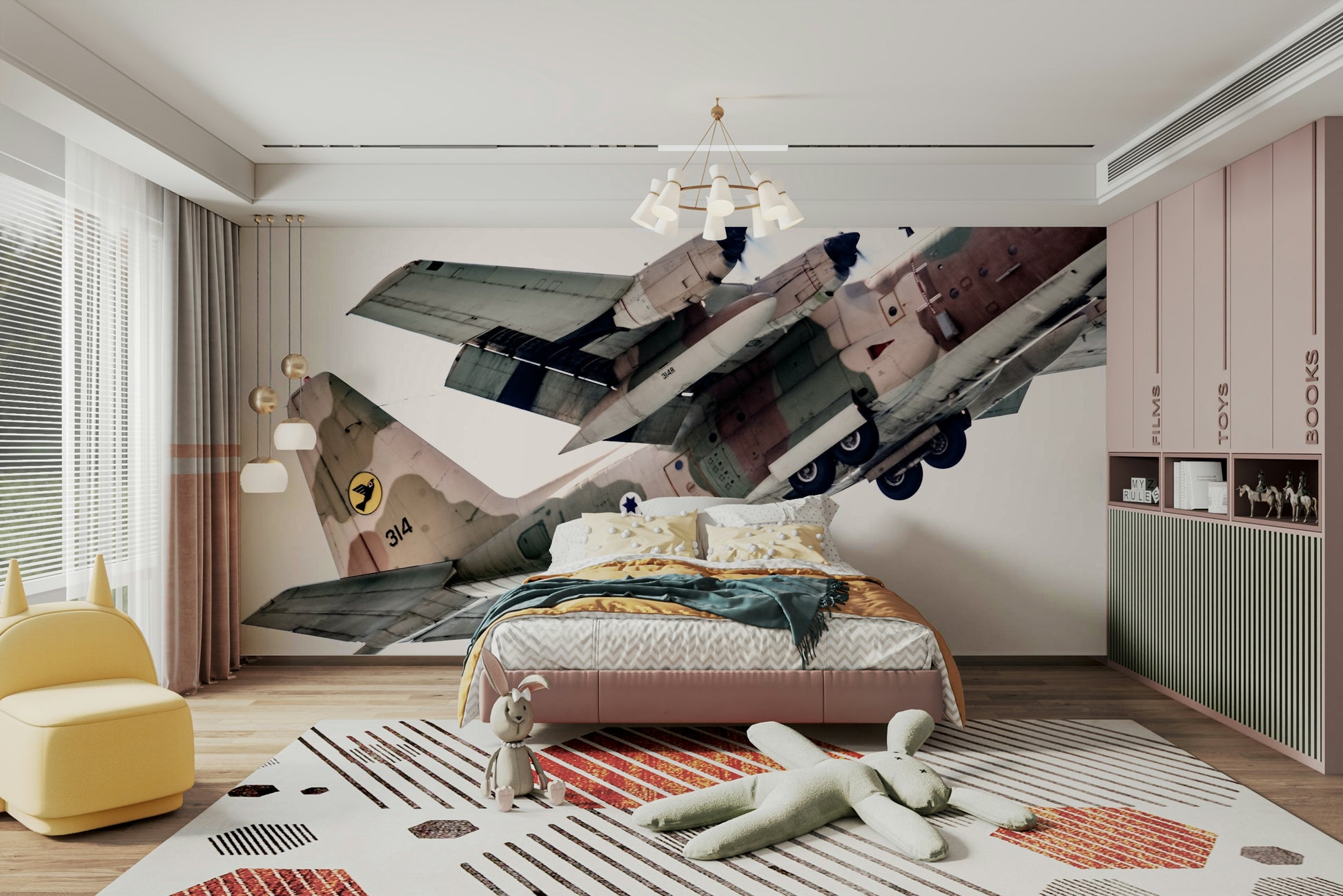 An artistic abstract design mural for home decor.


