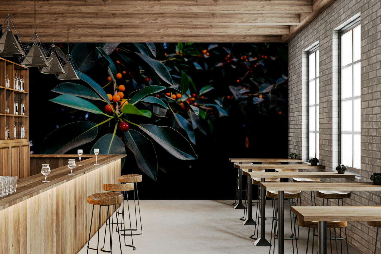 A calming abstract design wallpaper mural that defines a space.

