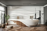 An artistic urban industrial mural for home decor.

