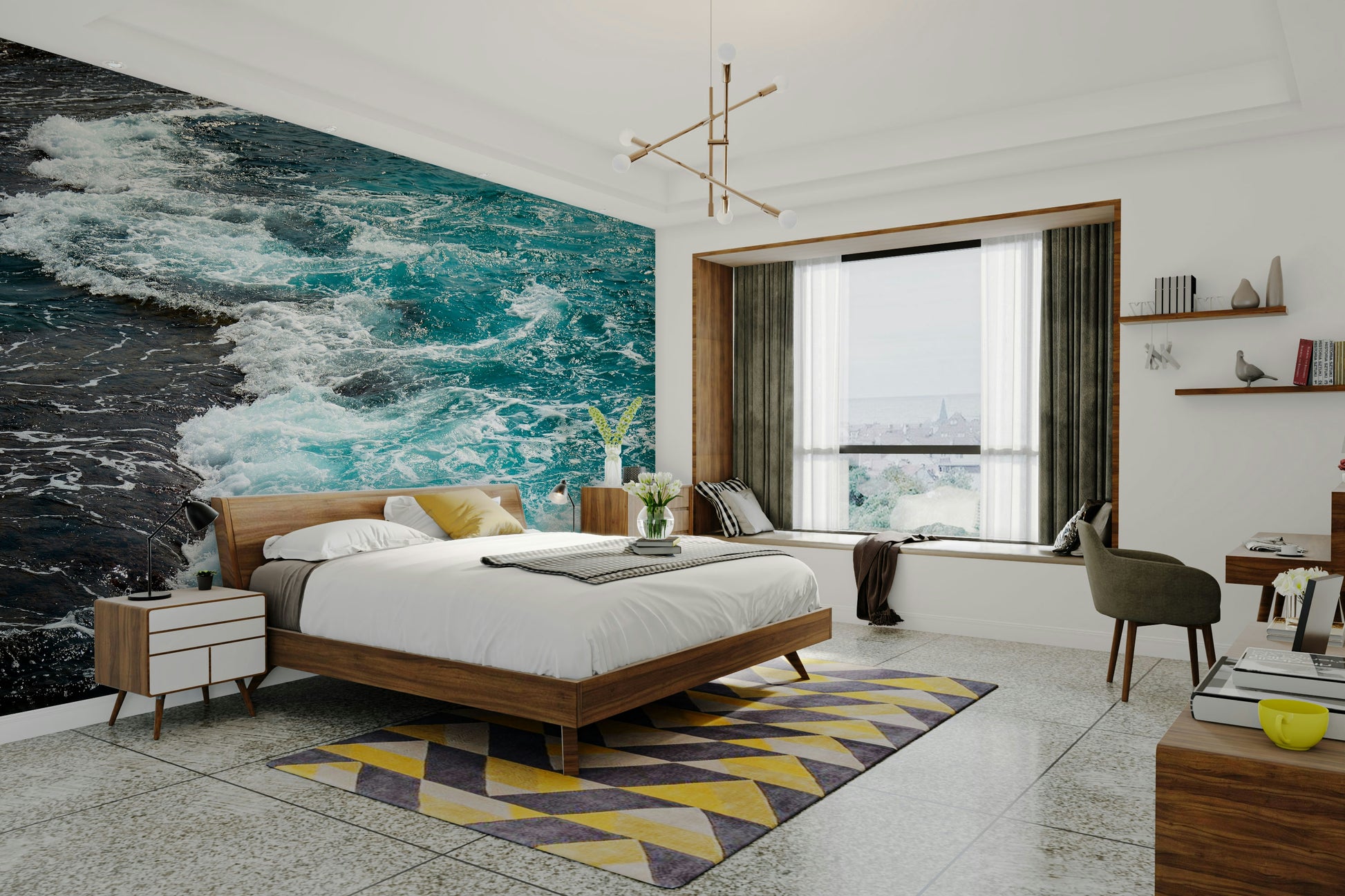 A beautiful wide-angle wall mural of the reserve.

