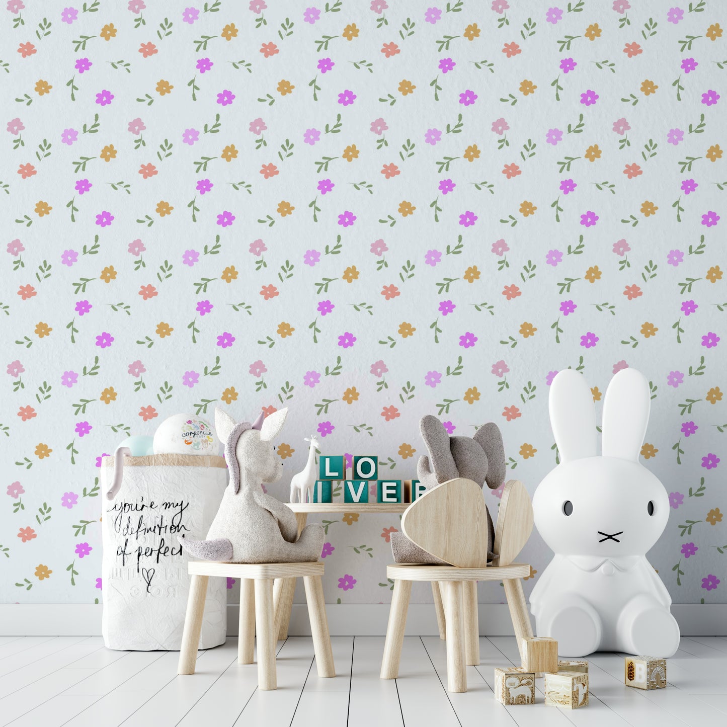 A serene subtle flower wall mural for your decor.


