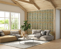 A graceful subtle garden wall mural in bright, sunny tones.

