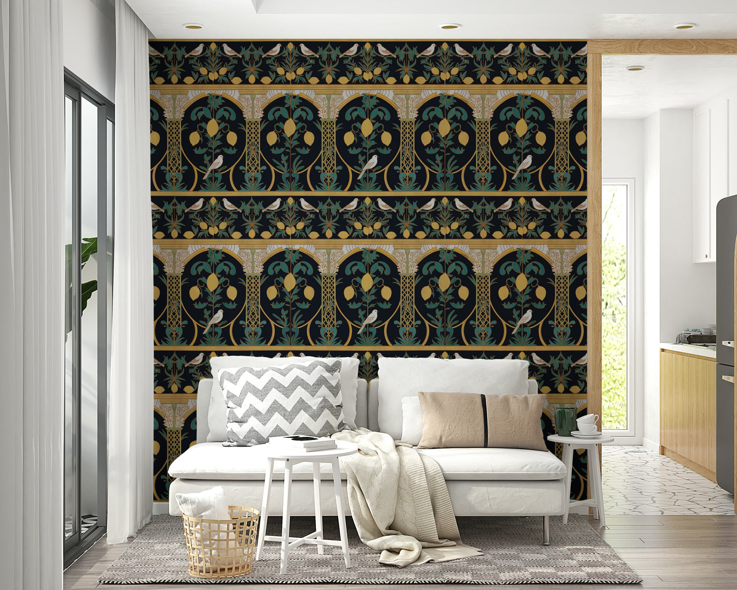 A beautiful Mediterranean scene wall mural for a dining room.

