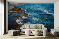A calming ocean view wallpaper mural that defines a space.

