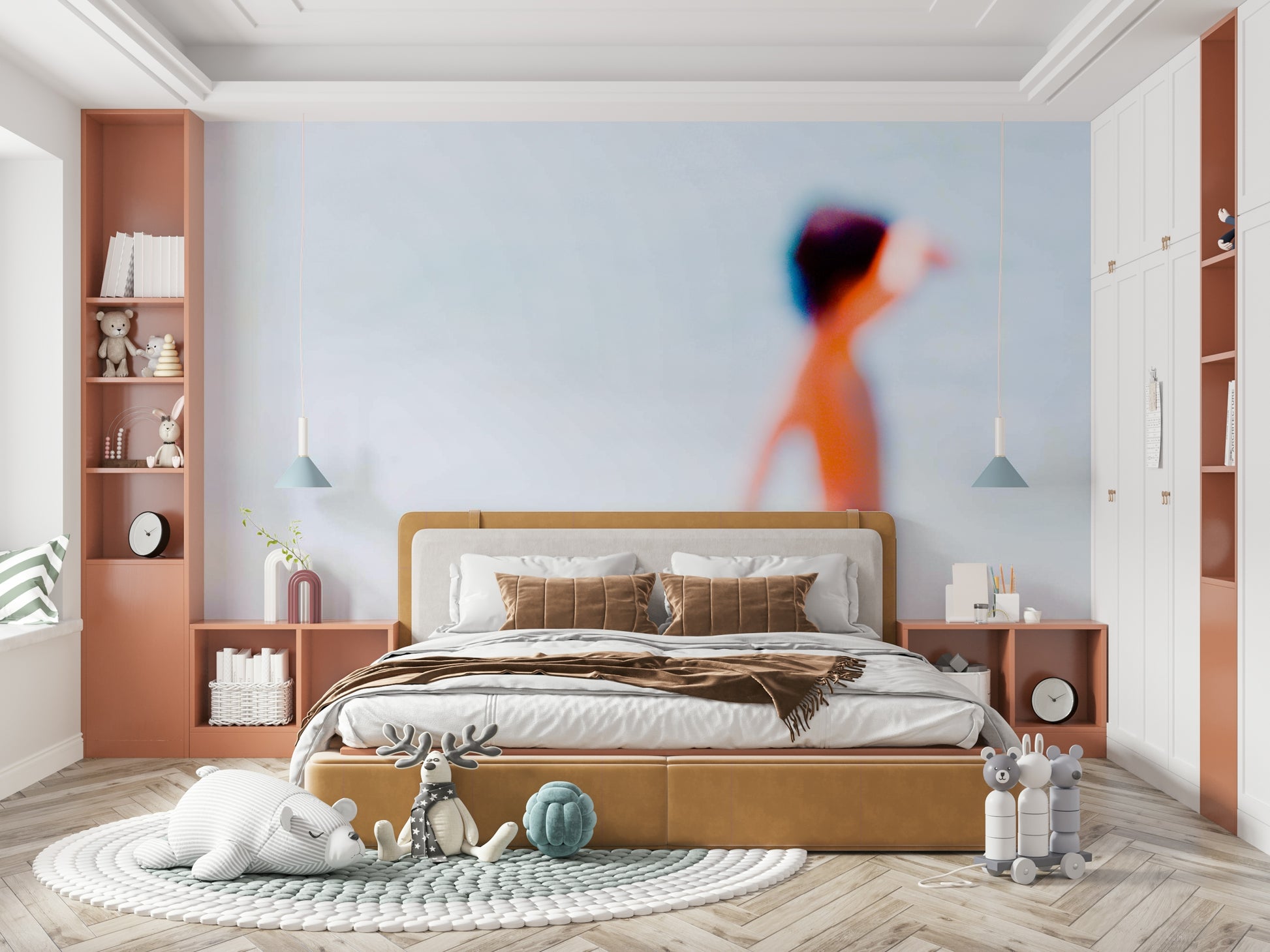 A beautiful serene beach wallpaper mural with calm waves.

