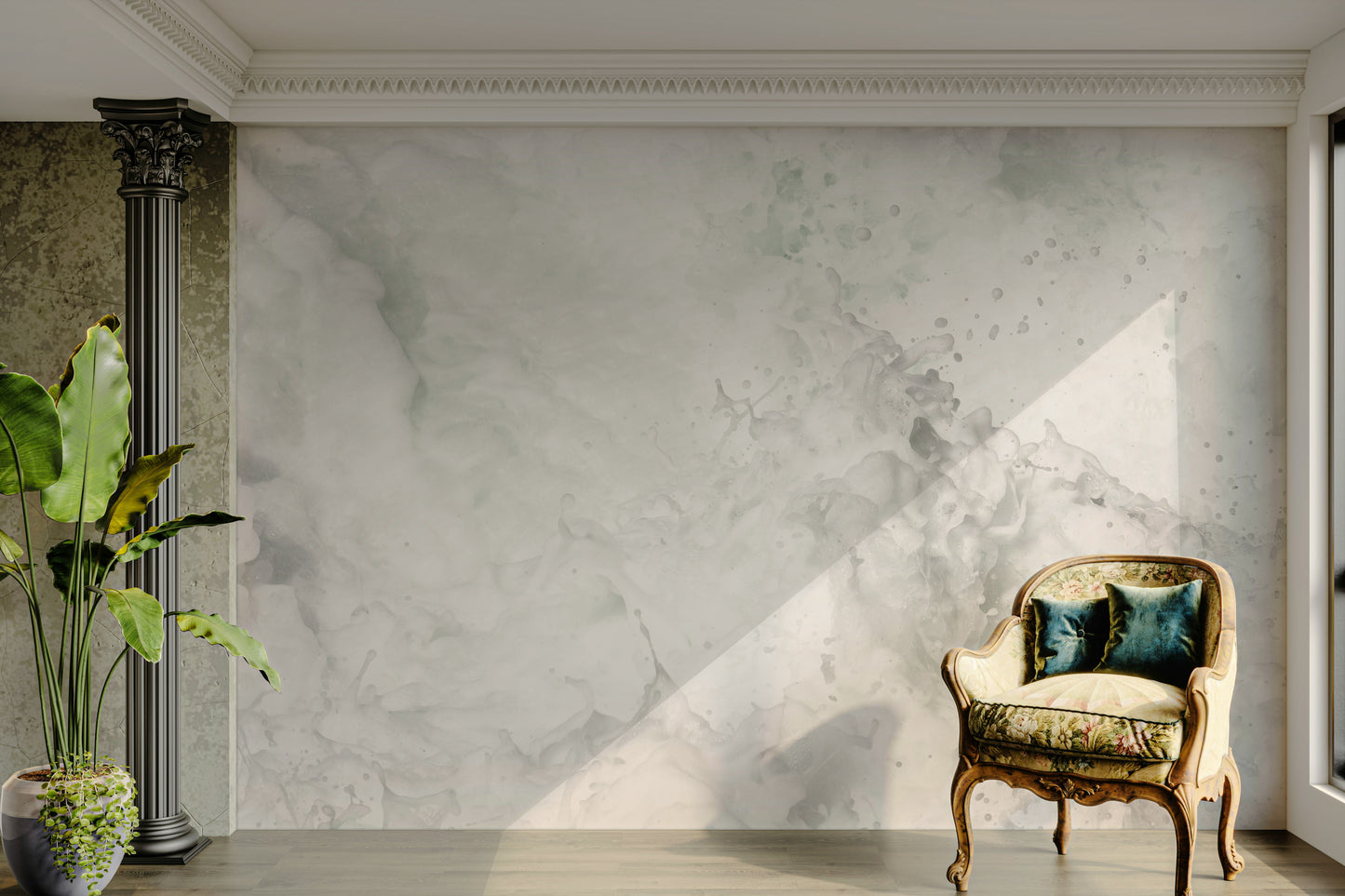 An artistic dynamic pattern mural for home decor.

