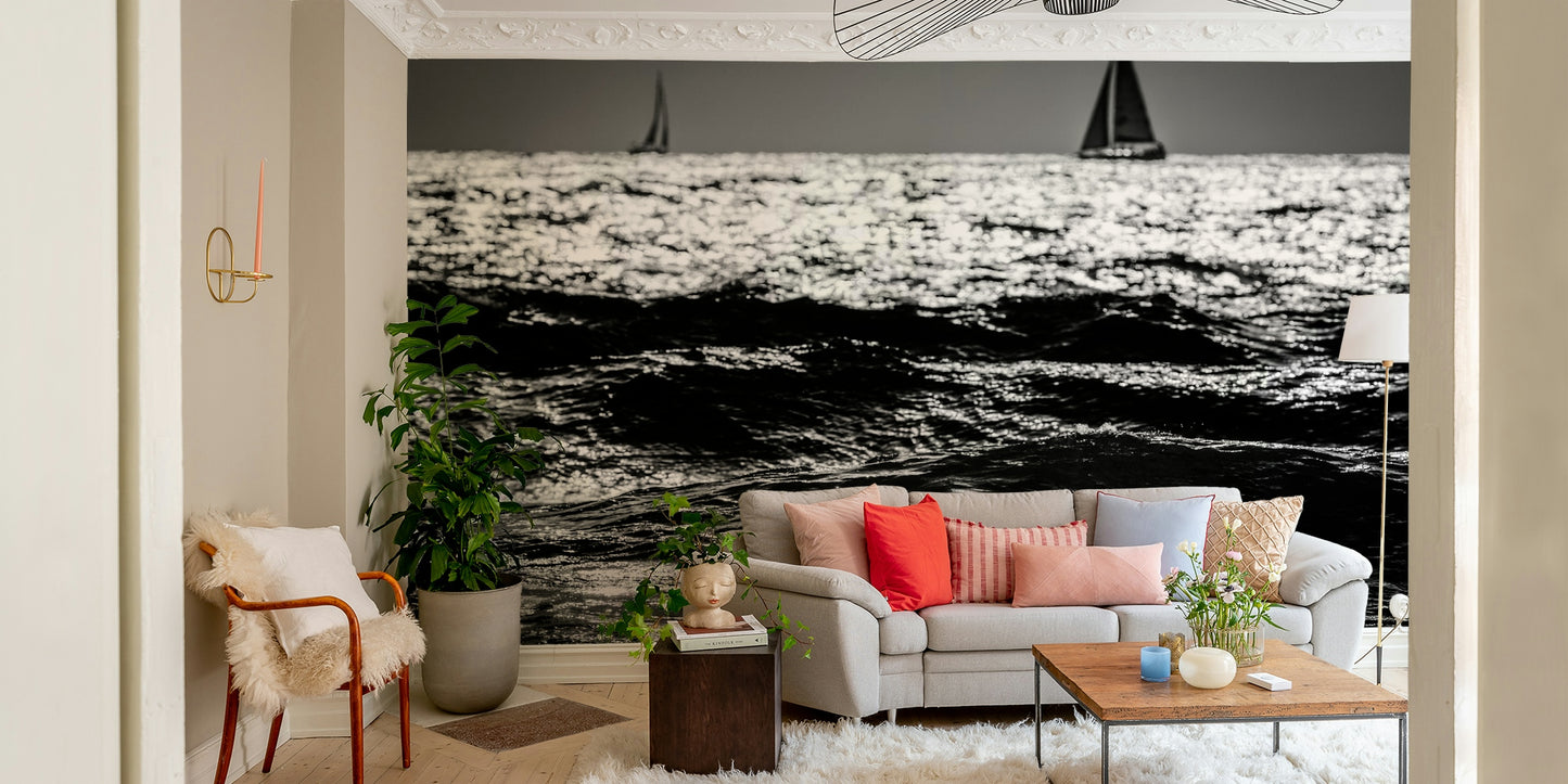 A serene nautical scene wall mural for your decor.

