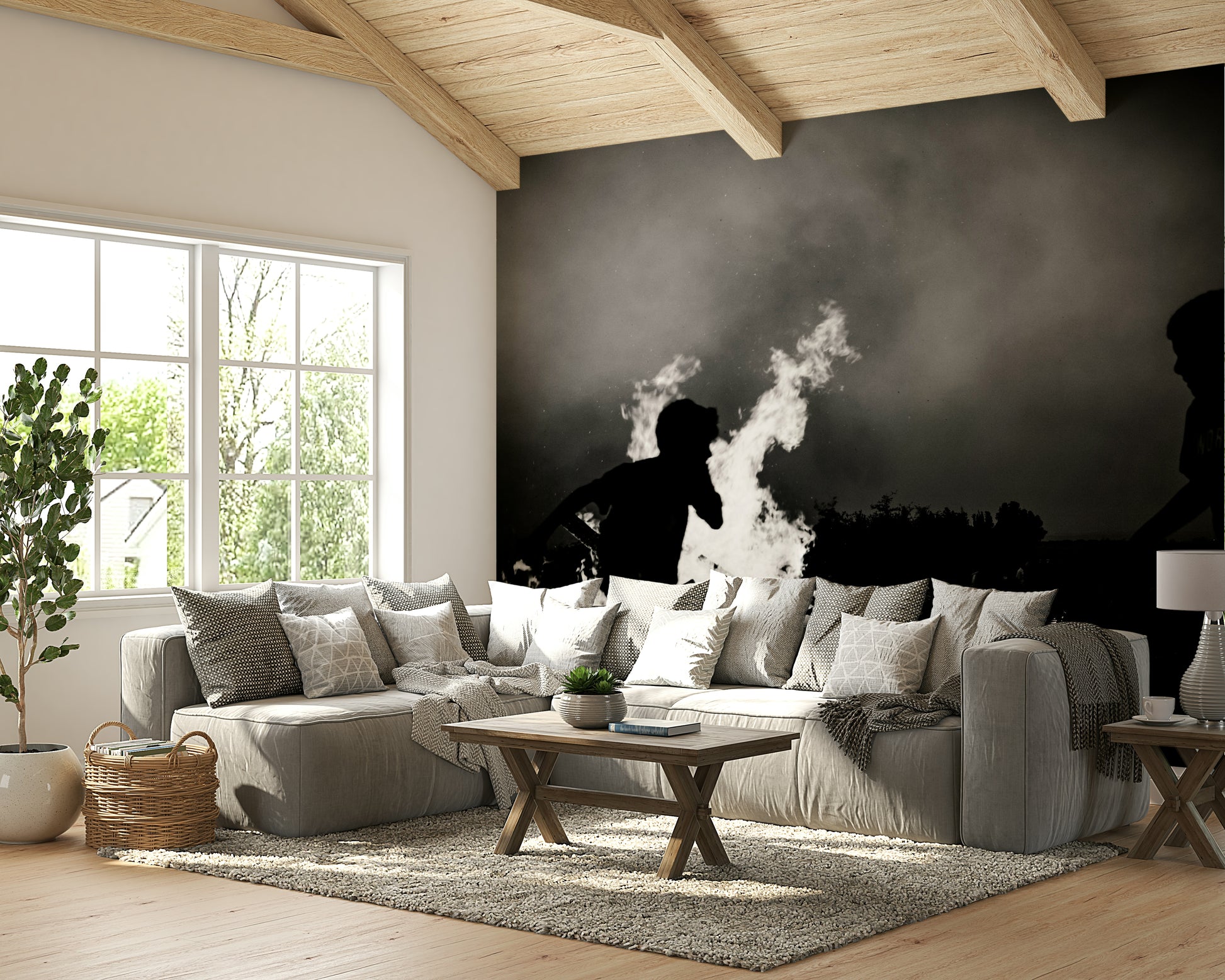 A contemplative Lag BaOmer wallpaper mural for a feature wall.

