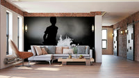 A beautiful outdoor night wall mural for a living room.

