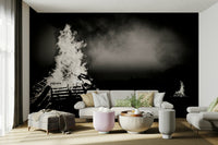 A calming spiritual theme wallpaper mural that defines a space.

